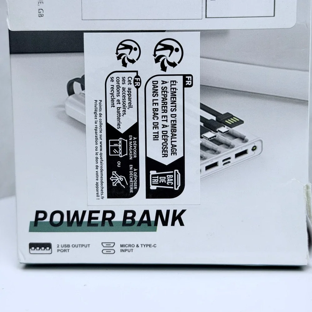 Solar Power Bank Mdl 900 White Portable Charger 2 USB Output Micro Type-C Input